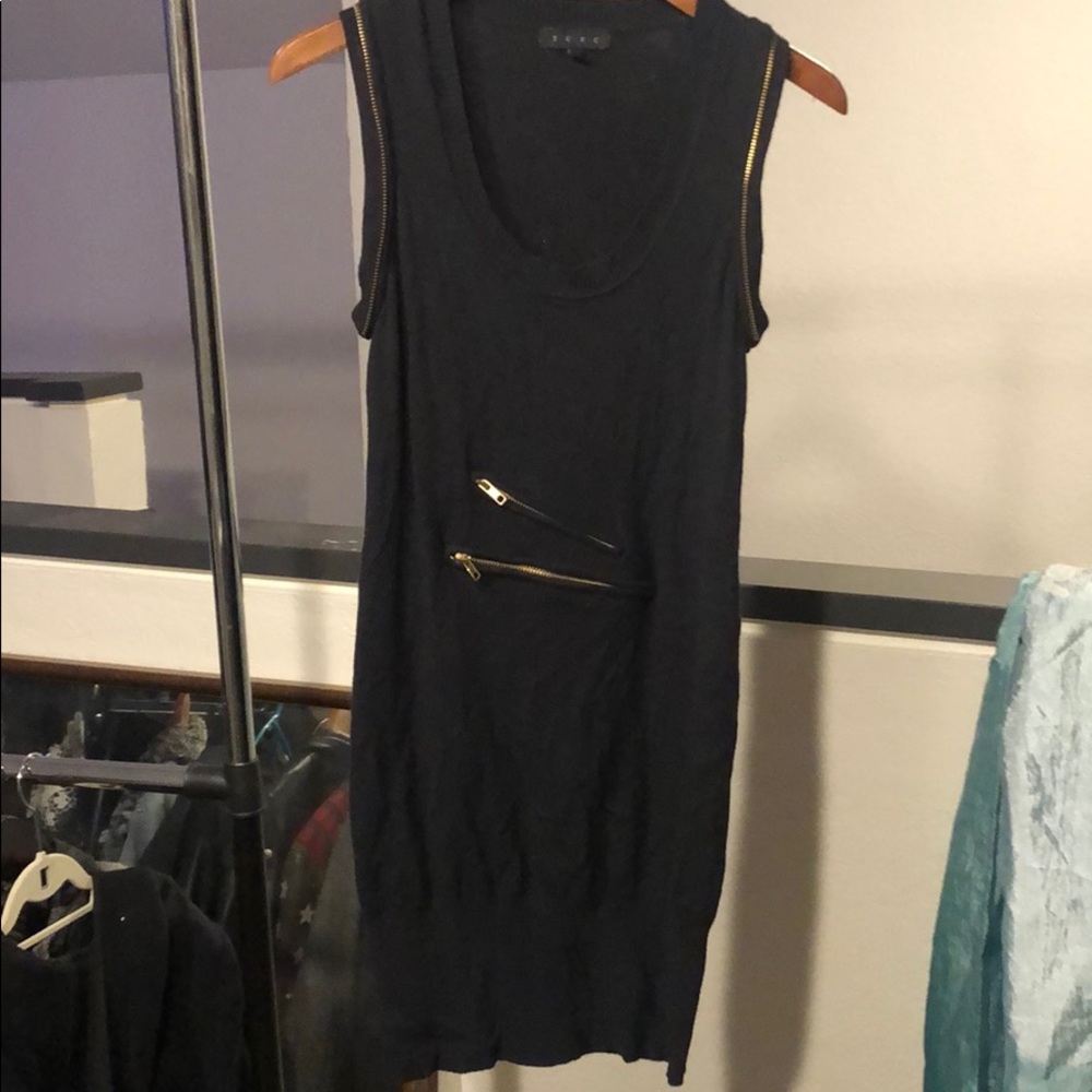 Zipper sleeveless sweater dress